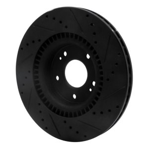 Hyundai Tucson Brake Rotor (1) - Front Left - R1 Concepts - Drilled & Slotted - Black - `11-`25
